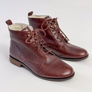 NEW Fat Face Catrin Lace-Up Ankle Boots – Chocolate – Size 8.5 👢✨